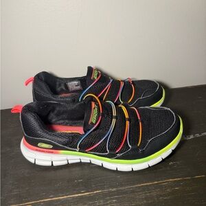 Skechers Sport Women’s 8 Black & Pink No Tie Sneakers 11793 shoes memory foam